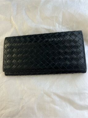Bottega Veneta Black Intrecciato Leather Continental Wallet